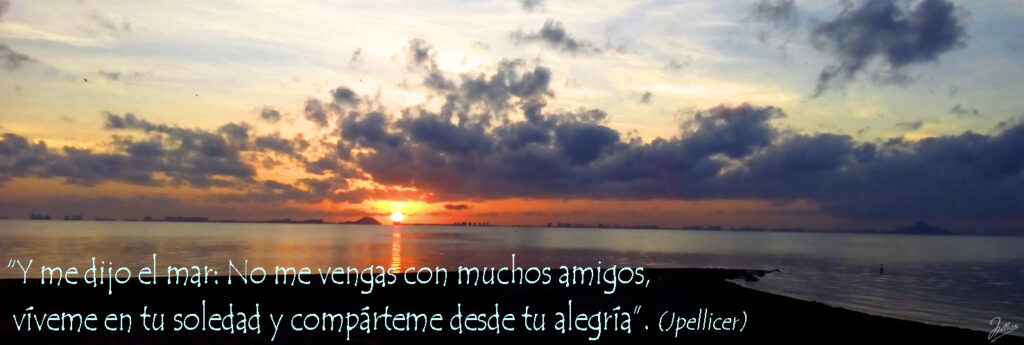 Aforismo: «Y me dijo el mar: "no ve vengas con muchos amigos, víveme en tu soledad y compárteme desde tu alegria» Por Jpellicer.
